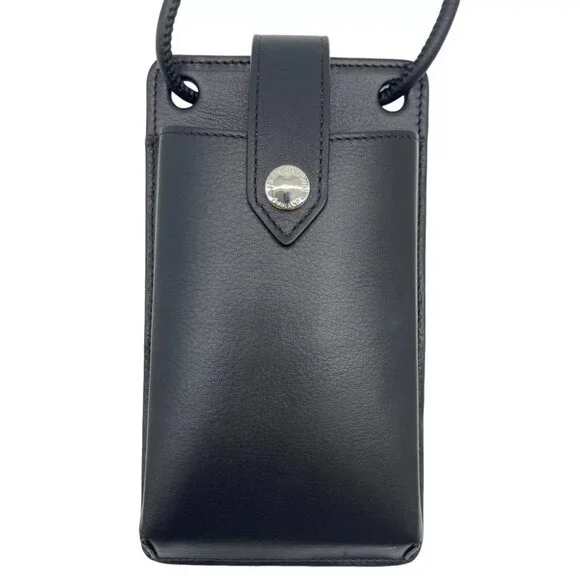 J&M DAVIDSON Losange Phone Holder Cross Body Bag Black Leather